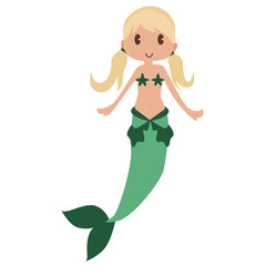 Cartoon image of a nice cute little mermaid