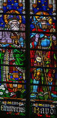 Fototapeta na wymiar Stained Glass - Saint Pope Eleuterus and Bavo