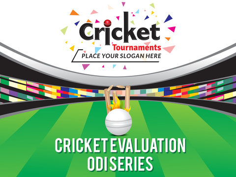 Colorful Cricket Tournament Banner Design Template with stedium