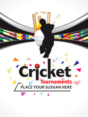 Colorful Cricket Tournament Banner Design Template