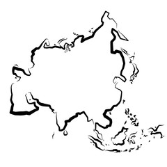 Azja - mapa konturowa © piaskun_