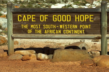 Naklejka premium Cape of Good Hope, Signboard of scenic walk at cape of good hope, South Africa