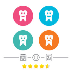 Fototapeta premium Tooth happy, sad and crying face icons.
