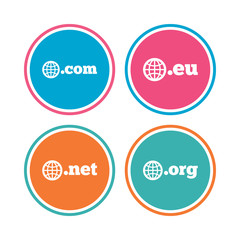 Fototapeta premium Top-level domains signs. Com, Eu, Net and Org.