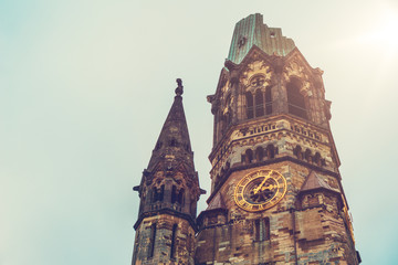 memorial church with sunlight at berlin