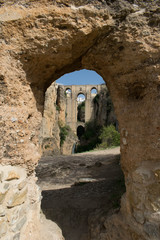 View through a stone arch 
