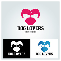 Dog lover logo design template ,Heart logo design concept ,Vector illustration