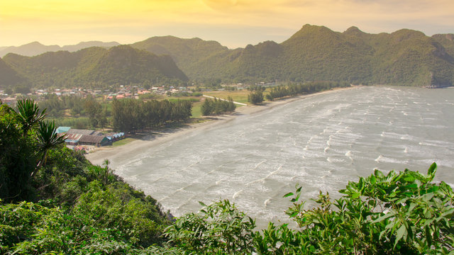 Far Away Beachfront In Third World Country With A Nice Orange Su