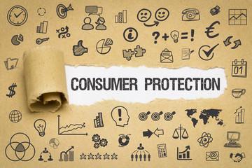 Consumer Protection Papier mit Symbole