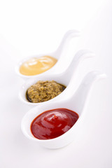 mustard,ketchup and pesto sauce