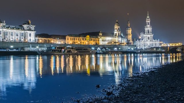 4k UHD old city dresden night time lapse pan tilt 11313
