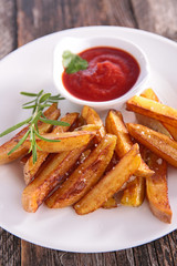 french fries with ketchup