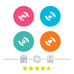 Hands insurance icons. Health medical pills.
