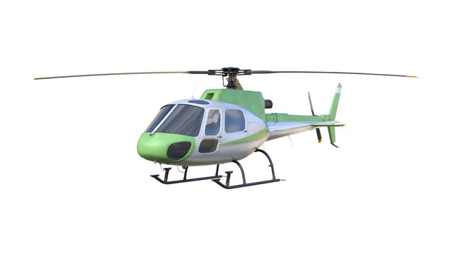 3D Rendering Helicopter on White