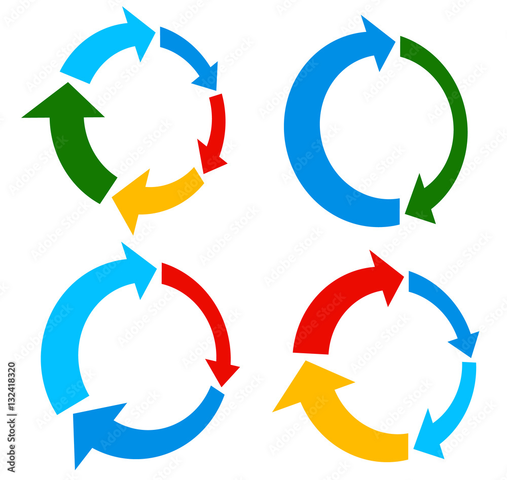 Poster Set of 4 version circular arrow, circle arrow elements
