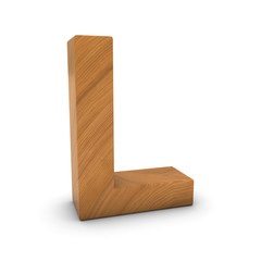Wooden Letter L Isolated on White with Shadows 3D Illustration