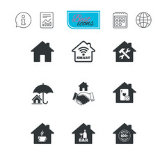 Real estate icons. House insurance sign.