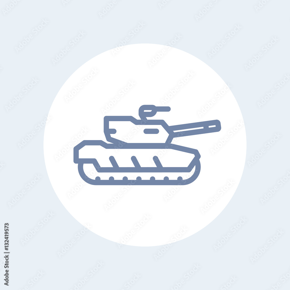 Poster modern tank line icon isolated on white, vector illustration