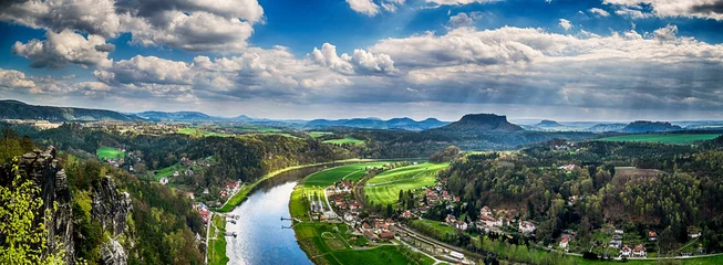 Cercles muraux Le pont de la Bastei View from viewpoint of Bastei in Saxon Switzerland