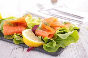 smoked salmon with salad