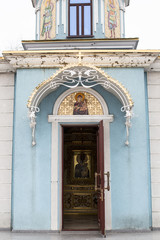 Fototapeta na wymiar Orthodox church blue and white colors.