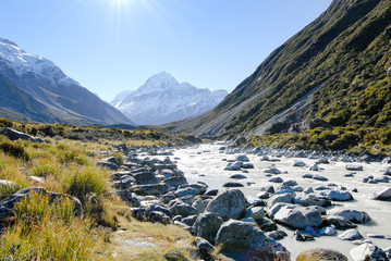 フッカーバレー・トラックから見るアオラキ／マウントクック（ニュージーランド）
