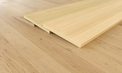 Parquet examples on wooden floor - 3D Rendering