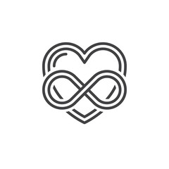 Eternal love line icon, outline vector sign, linear pictogram isolated on white. Heart with infinity symbol, logo illustration