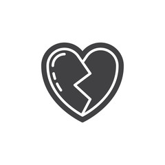 Obraz premium Broken heart icon vector, filled flat sign, solid pictogram isolated on white. Symbol, logo illustration