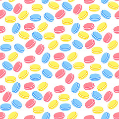 Macaroon pattern. Color cookie background. 