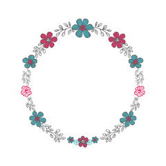 Floral wreath isolated on white.