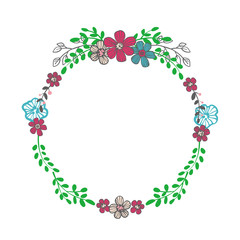 Floral wreath isolated on white.