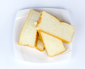 Toasts on white plate