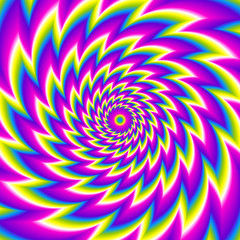 Iridescent background with flower. Spin illusion.