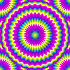 Iridescent growing sphere. Optical expansion illusion. Seamless pattern.