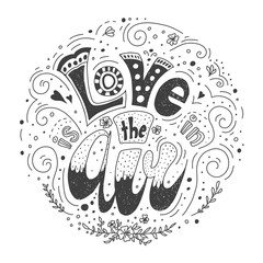 Illustration with Love lettering
