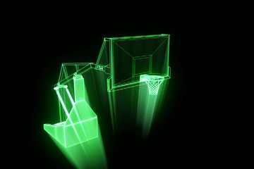 Basket Basketball in Wireframe Hologram Style. Nice 3D Render
