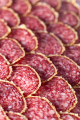 Salami sausage slices