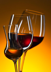 glasses with red and white wine