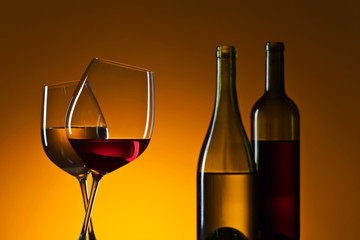 glasses with red and white wine
