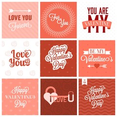 Vector valentine`s day set, headline, labels, emblems and other decorative elements.set 2