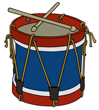 Hand drawing of a classic color wooden drum