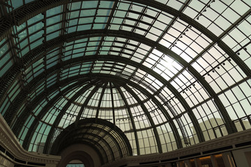 glass dome building inside view, wide angle