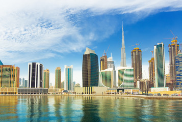 Fototapeta na wymiar Luxury scyscrapers in center of Dubai,Unidet Arab Emirates
