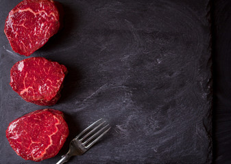 Raw filet mignon steaks