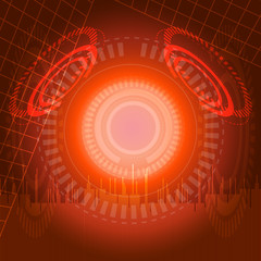 Abstract digital technology red background.