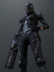 3d rendering of a cyborg girl