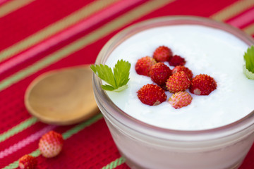 homemade yoghurt with wild strawberries
