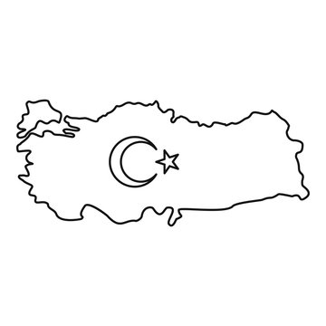 Map of Turkey icon, outline style