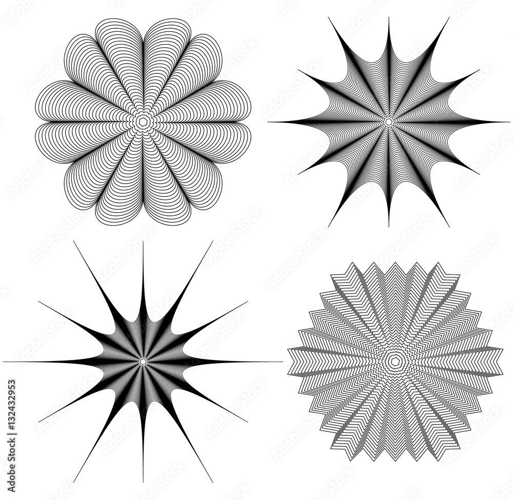 Poster radial element(s) with distortion, deformation effect. abstract